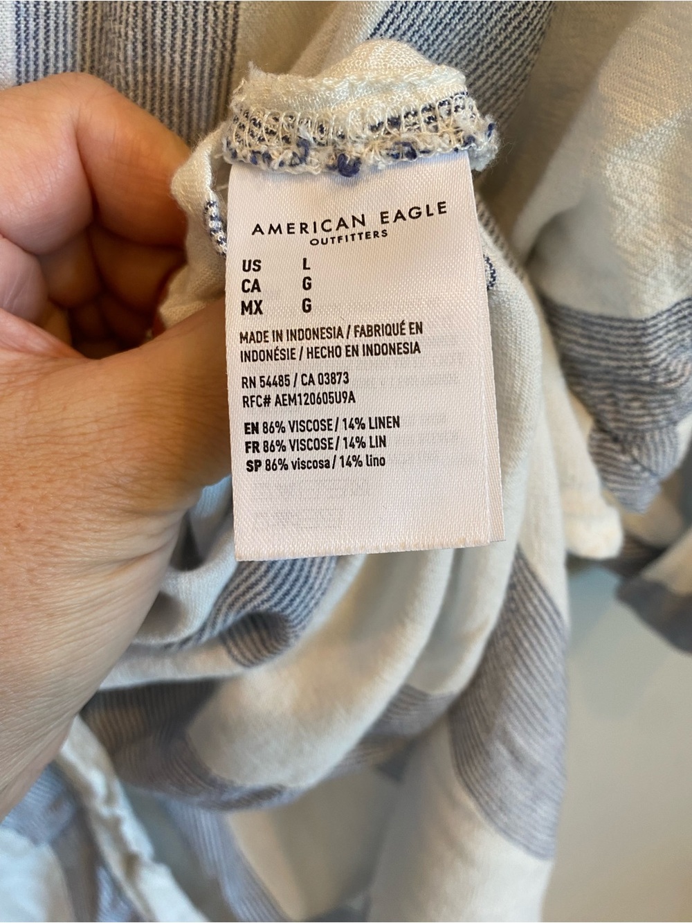 AMERICAN EAGLE Linen Blend Oversized Beach Button Up Striped Tunic - Picture 6 of 9